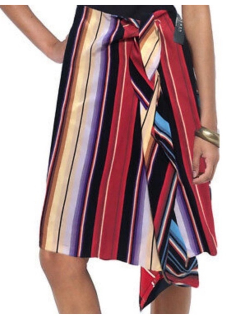 Lauren Ralph Lauren silk striped faux wrap sarong skirt
